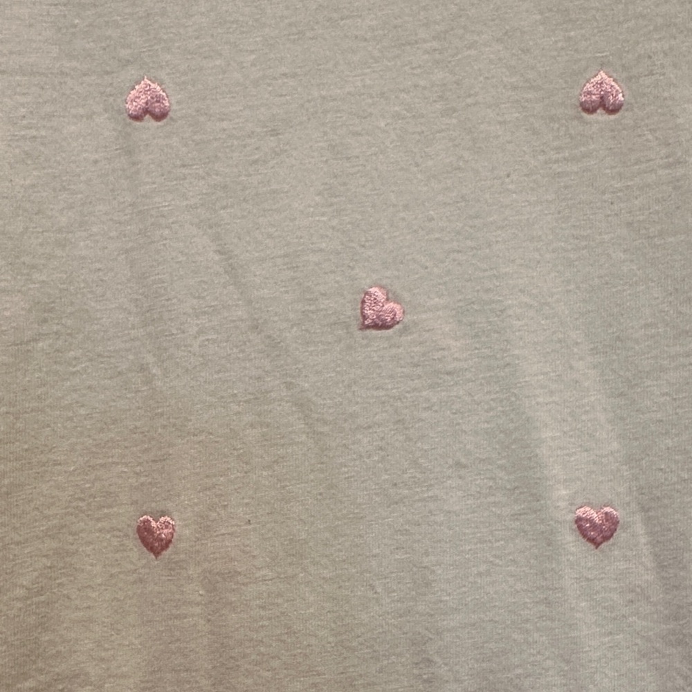 Victoria’s Secret Off White Sleep Top with Pink Heart Details